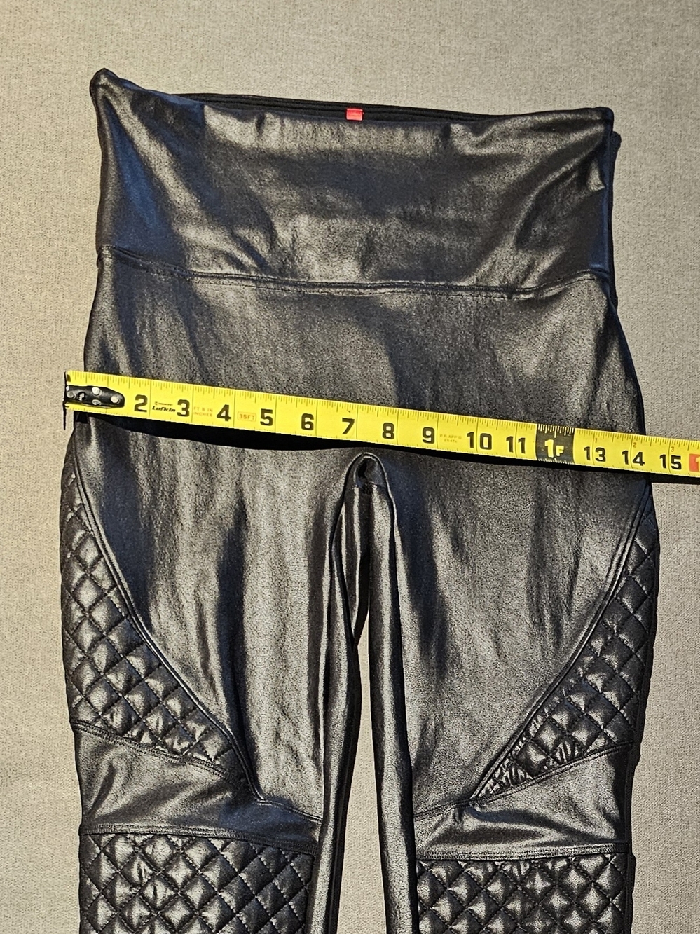 Spanx Quilted Faux Leather Shiny Black Moto Womens Leggings Size M - Picture 6 of 8